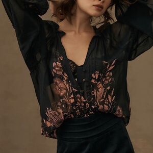 Florence Balducci Delicate Pintuck Blouse in Black 3X EUC